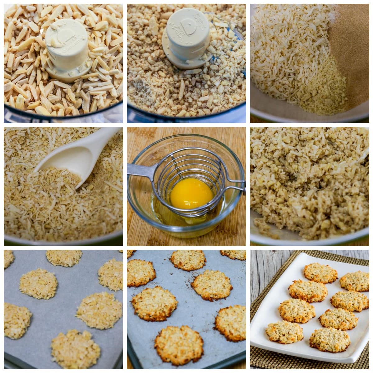 Sugar-Free Coconut Macaroons collage of recipe steps.