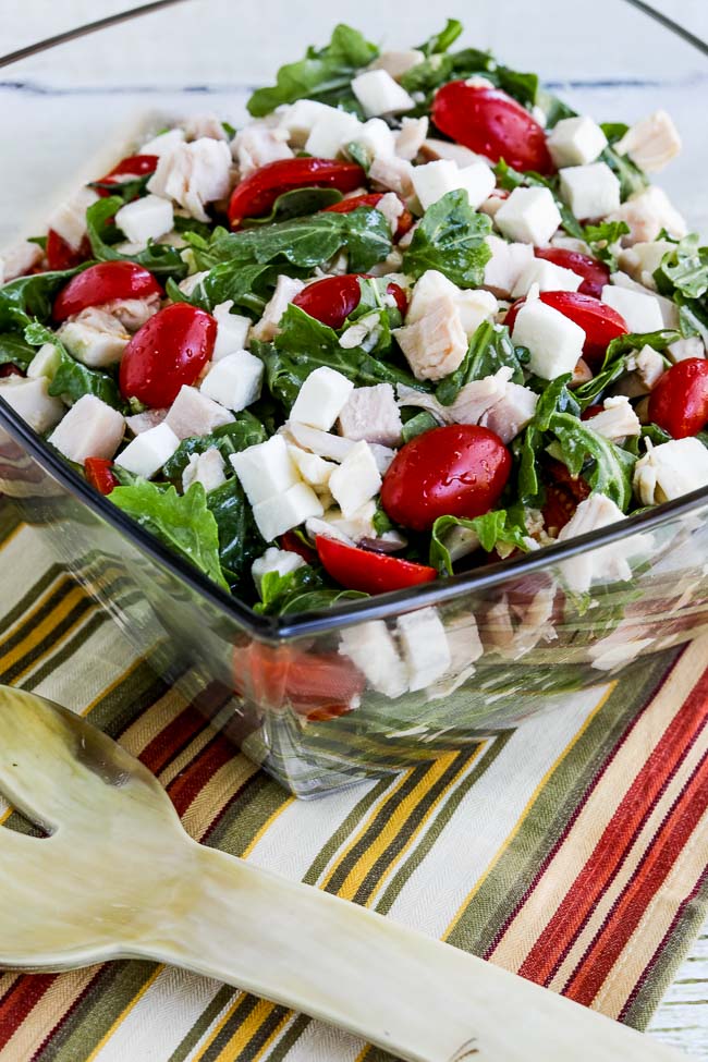 Baby Arugula Chopped Salad with Chicken, Fresh Mozzarella, and Tomatoes from KalynsKitchen.com Baby Arugula Chopped Salad with Chicken, Fresh Mozzarella, and Tomatoes from KalynsKitchen.com