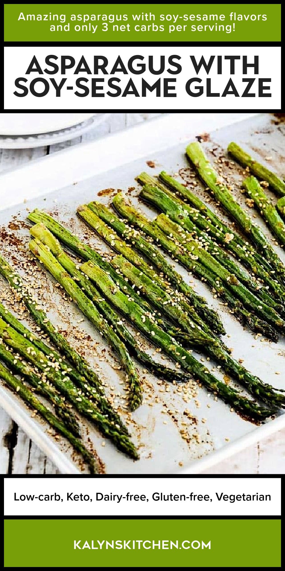 Pinterest image of Asparagus with Soy-Sesame Glaze