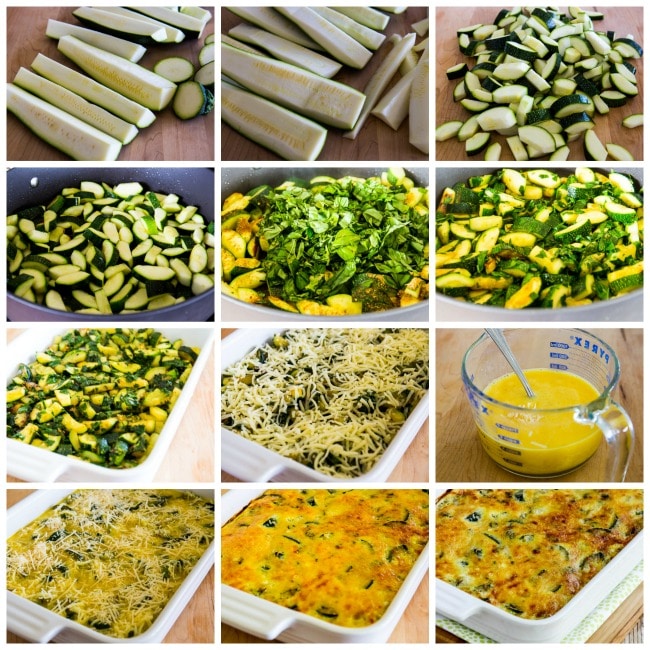 Process photos for Cheesy Low-Carb Zucchini and Basil Strata