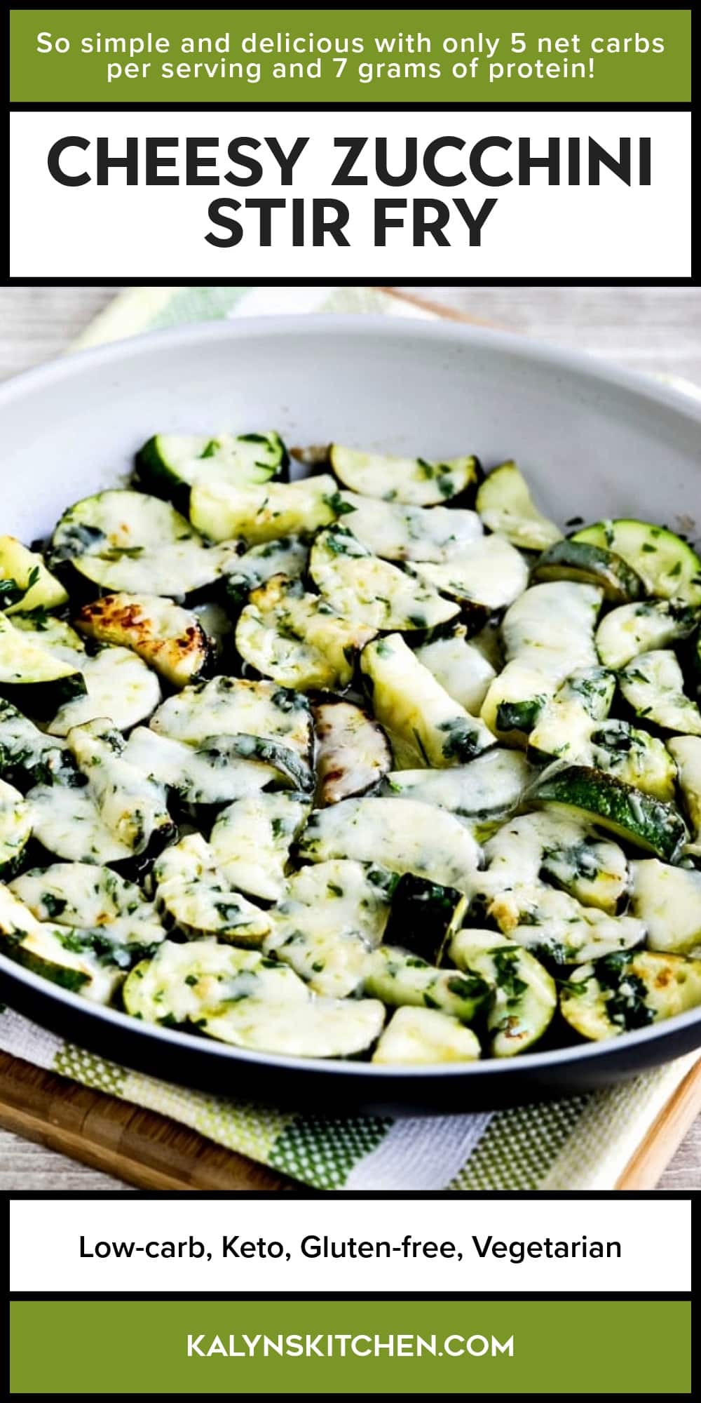 Pinterest image of Cheesy Zucchini Stir Fry