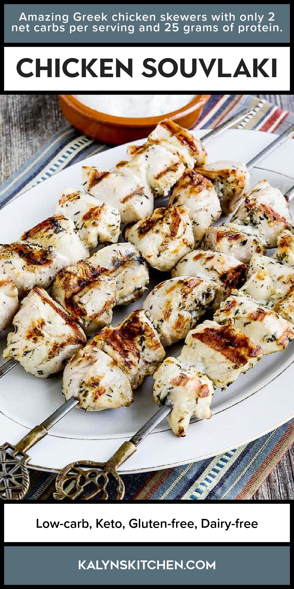 Pinterest image of Chicken Souvlaki