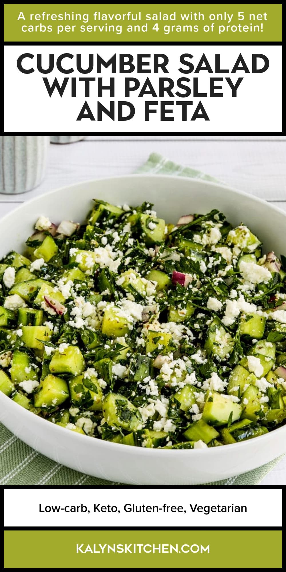 Pinterest image of Cucumber Salad with Parsley and Feta