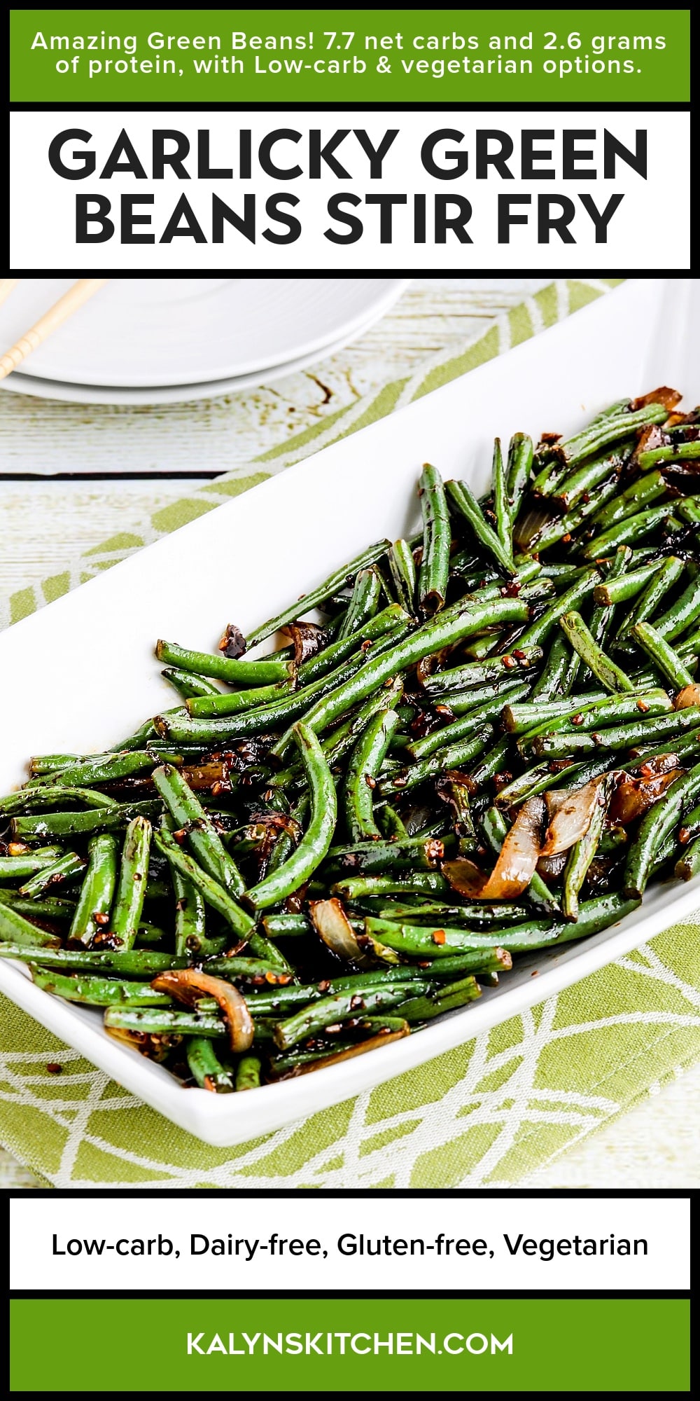 Pinterest image of Garlicky Green Beans Stir Fry