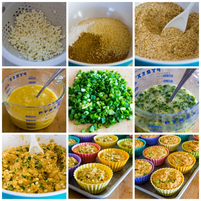 Low-Carb High-Fiber Savory Muffins with Parmesan and Green Onions found on KalynsKitchen.com