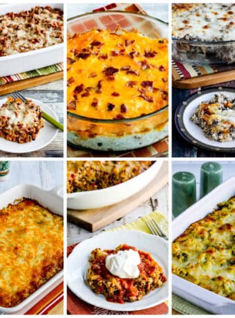 Collage of Mouthwatering Cauliflower Casserole Recipes showing featuring recipes.