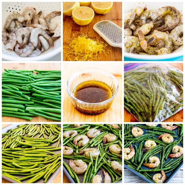 Green Beans and Shrimp Sheet Pan Meal process shots collage
