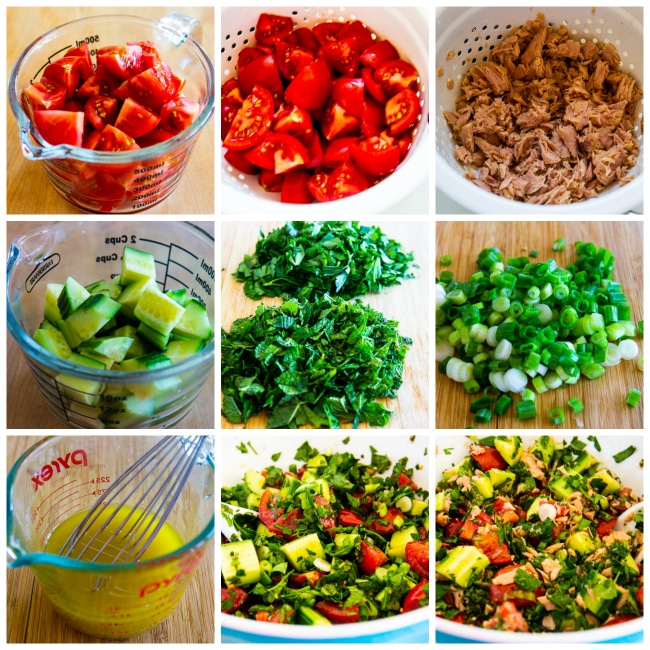 Collage photo for Tuna Salad with Tomatoes, Cucumber, Parsley, and Mint